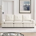 thumbnail image 1 of 93inch Sofa Couch with Storage Space, Modern 3 Seater Sofa with Padded Seat and Arms, Upholstered Sectional Sofa for Living Room Apartment Bedroom, Beige, 1 of 7