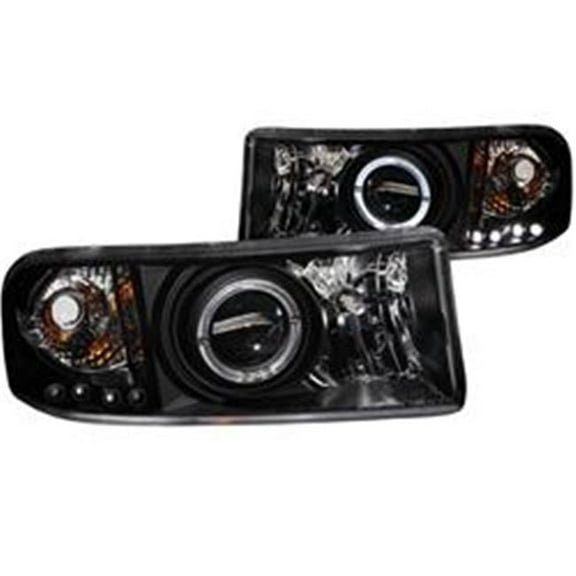94-01 Ram Projector with LED Halo Black Clear Headlights - Clear