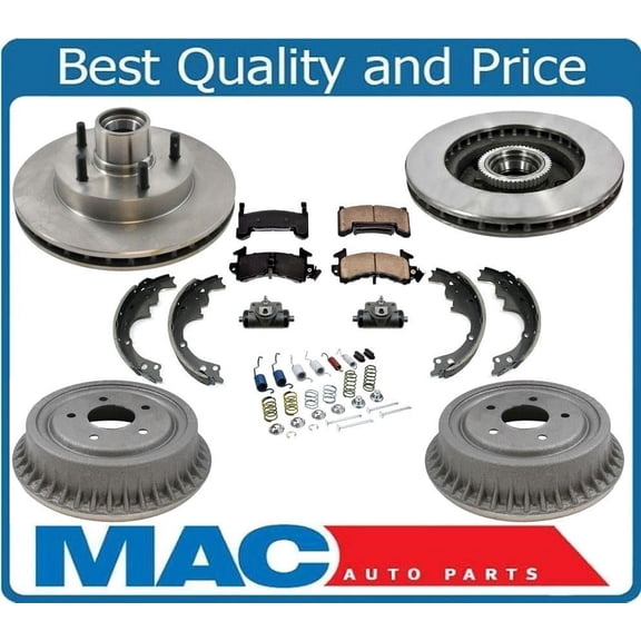 94-02 GM S10 Pick Up 2 Wheel Drive W ABS Brake Disc Rotors Drums Pads Shoes 7Pc