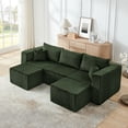 thumbnail image 1 of 94.1" modular Sectional Sofa,Compressed Corduroy couch, Comfy Compression Sofa for small spaces, Green, 1 of 8