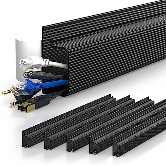 94.2in Cable Management, Cable Organizer,Adhesive Mount Cord Organizer for Desk, Cord Organizer, No-Drill Desk Wire Management for Home Office, Baby proofing, Black