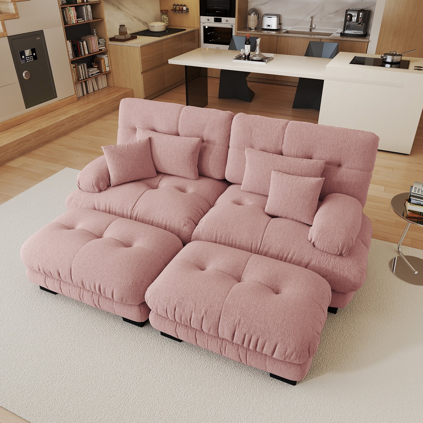 94.4" Oversized Modular Sectional Sofa, Pink Large Sectional Couches