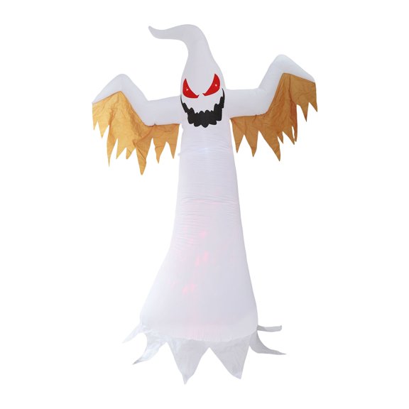 94.48 Inch Halloween Inflatable Ghost Yard Decoration, Built-In LED Light Scary Tall Ghost Inflatable with Bat Wings, Outdoor Waterproof Blow Up Ghost Lawn Porch Holiday Display Prop,B