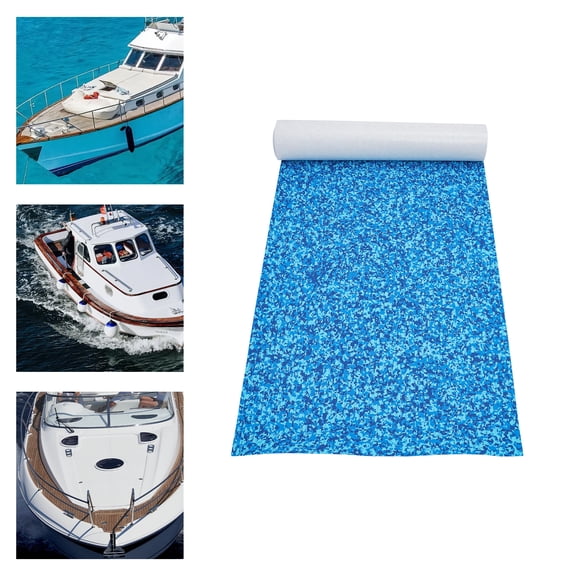 94.4935.43in EVA Boat Deck Mat, 5mm Thick Non-Slip Waterproof Floor Mat with Adhesive Back for Yacht RV Pool Stairs