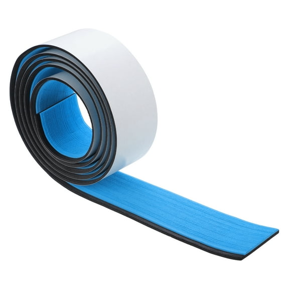 94.49''x2.24'' EVA Faux Teak Decking Sheet Mat Self-Adhesive for Boat Yacht Marine Deck Pad Blue Black