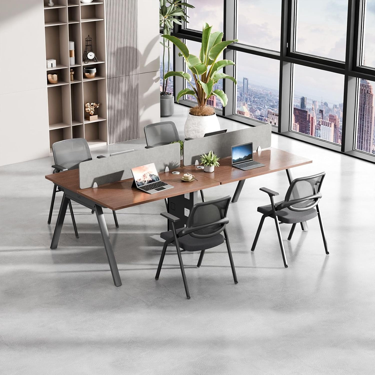 94.5 Inch 4 Person Modular Office Cubicle Workstation, Privacy ...