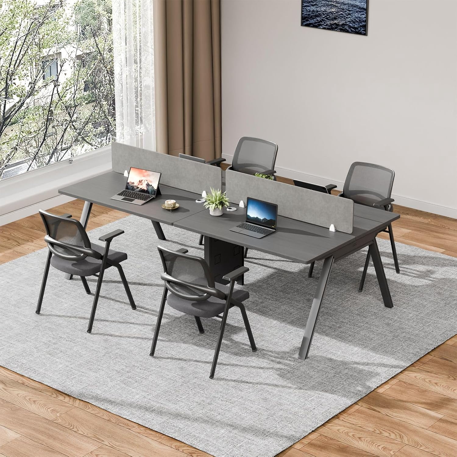 94.5 Inch 4 Person Modular Office Cubicle Workstation, Privacy ...