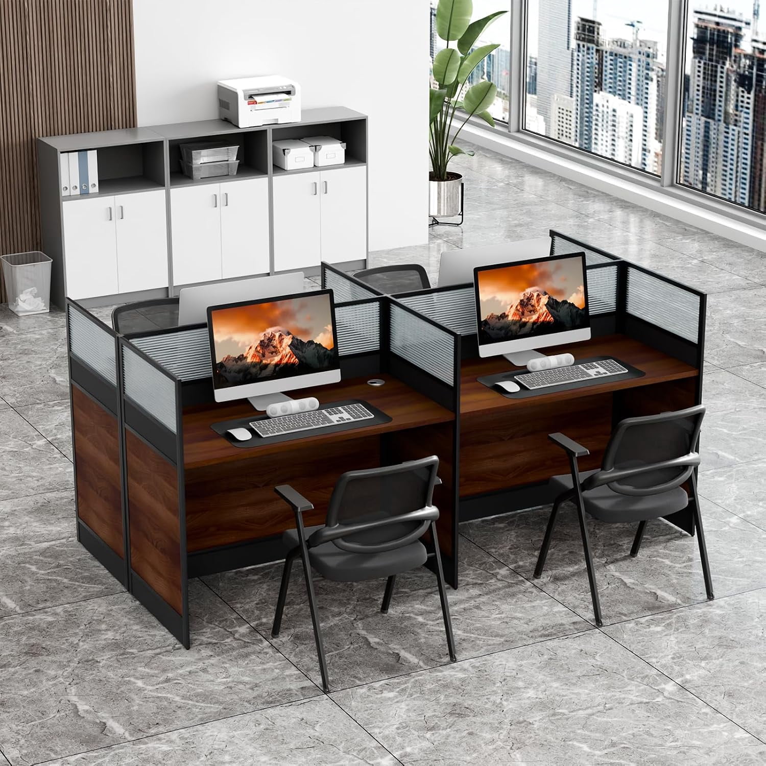 94.5 Inch 4 Person Modular Office Cubicle Workstation, Privacy ...
