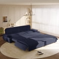 thumbnail image 1 of 94.5" King Size 3-in-1 Convertible Sleeper Sofa Bed, Pull Out Corduroy Sofa, Multi-functional Blue Couch, Chaise Lounge for Living Room & Bedroom, 1 of 9