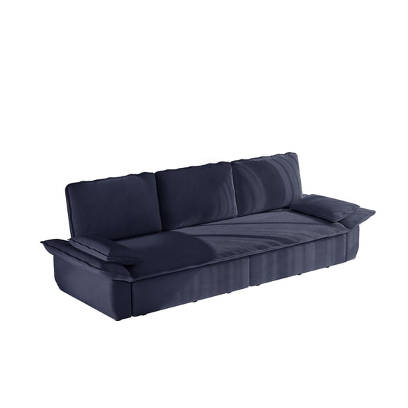 94.5" King Size Pull Out Sofa Bed,3-In-1 Convertible Sleeper Sofa,Multi-Functional Corduroy Bed,Blue