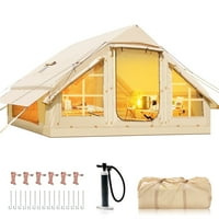 4-6 Person Lilypelle Blow Up Waterproof. Inflatable Tent with Stove Jack, Hand Pump (Beige-9.8 x 6.9 x 6.4ft)