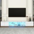 thumbnail image 1 of 94.5" Modern LED TV Stand with Faux Marble Top & App-Controlled Lights​ – Entertainment Center for 105" TVs, Tempered Glass Doors, 2 Drawers + Cabinets, White Media Console for Living Room, 1 of 20