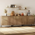 thumbnail image 1 of 94.5" Modern Reeded 6-Door Sideboard with Drawers, 3-In-1 Wooden Credenza Storage Cabinet for Kitchen, Dining Room, 1 of 8