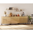 thumbnail image 1 of 94.5" Modern Reeded Minimalist Sideboard with Doors and Drawers, 3-In-1 Wooden Credenza Storage Cabinet for Kitchen, Dining Room, 1 of 7