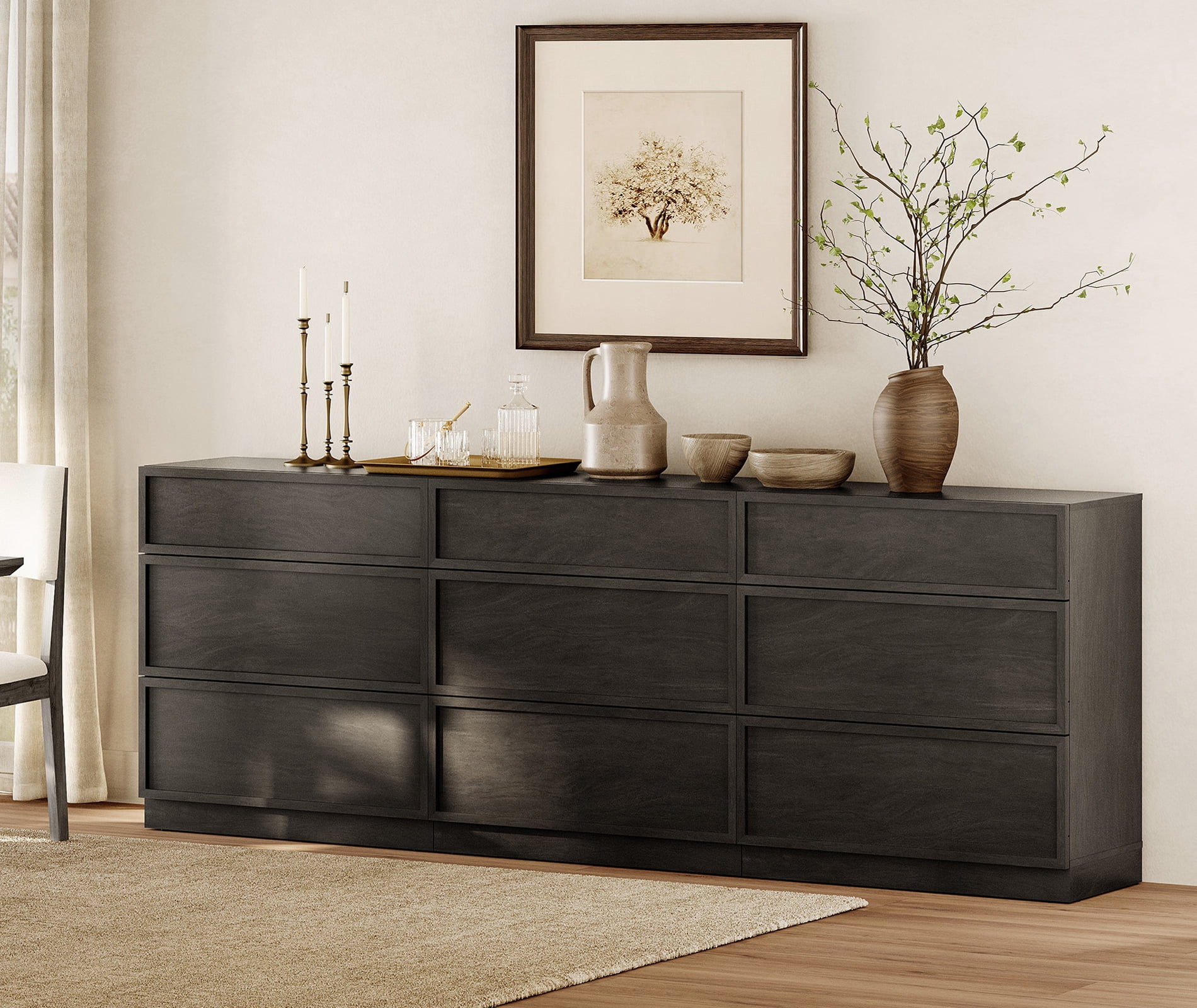 94.5" Modern Sideboard Buffet Cabinet with 9 Drawers, Multifunctional Sideboard with Large Storage and Adjustable Shelf