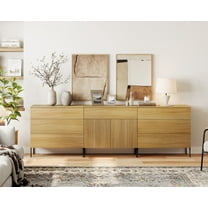 94.5" Reeded Accent Chest Set with Doors and Drawers, Modern Credenza Storage Cabinet with Metal Legs for Living Room, Kitchen, Dining Room, Hallway