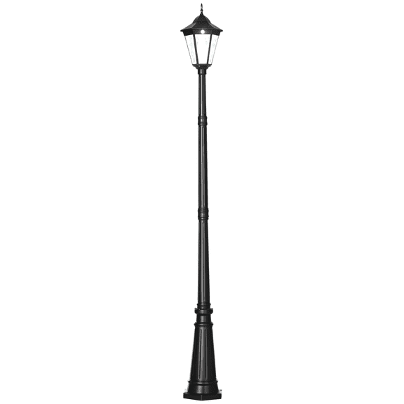94.5" Solar Lamp Post Light, Dusk to Dawn Vintage Style Street Light, Aluminum Solar Powdered Lamp, PIR Motion Sensor for Garden, Lawn, Pathway, Driveway, Black