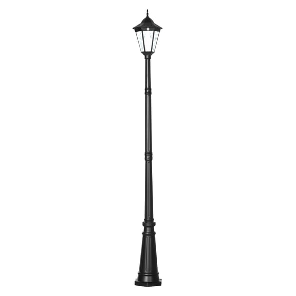 94.5" Solar Lamp Post Light, Dusk to Vintage Style Street Light, Aluminum Solar Powdered Lamp, PIR Sensor for Garden, Lawn, Pathway, Driveway, Black