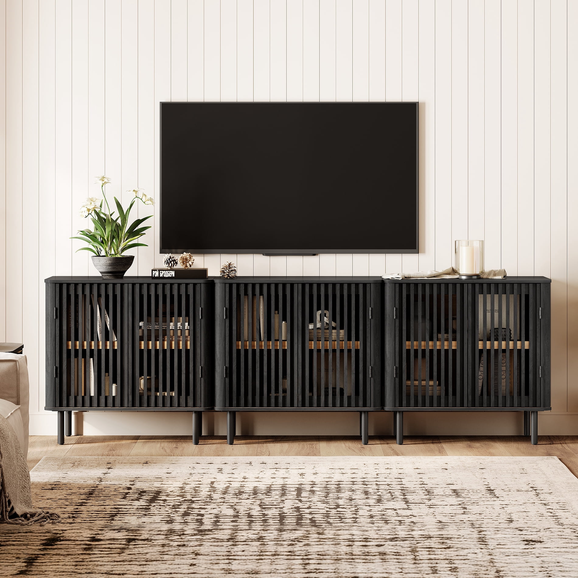 94.5" TV Stand for TVs up to 100", Entertainment Center Media Console Table for Living Room Bedroom, Black