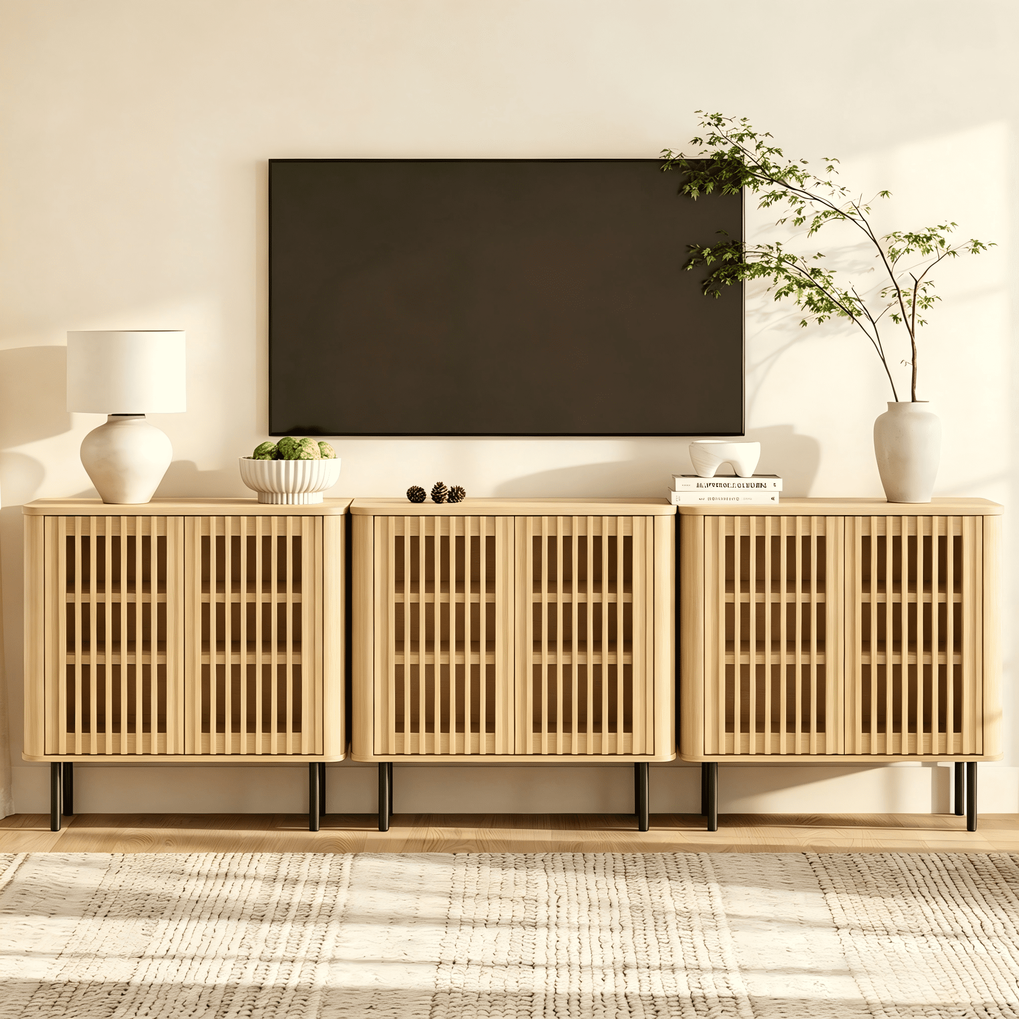 94.5" TV Stand for TVs up to 100", Entertainment Center Media Console Table for Living Room Bedroom, Walnut