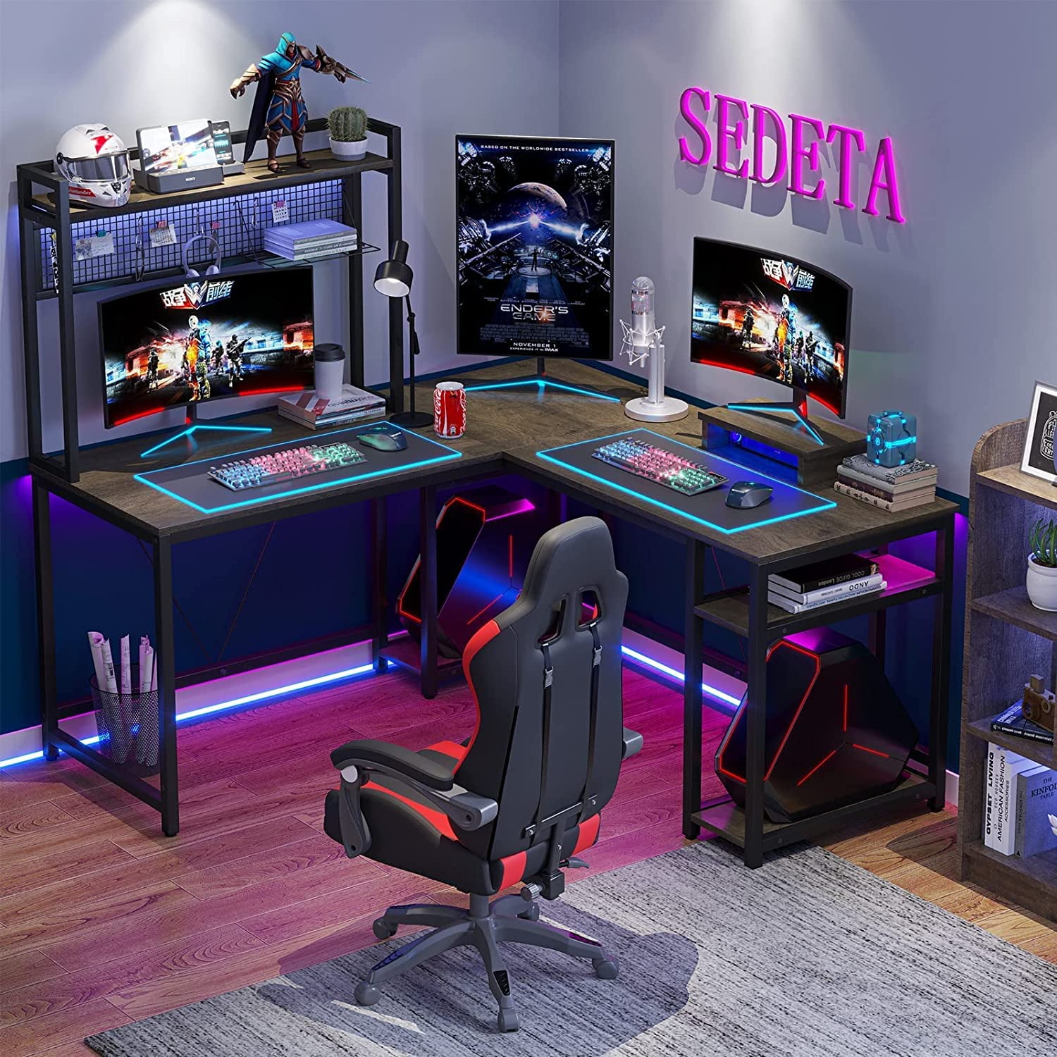 SEDETA L Shaped Gaming Desk, Reversible 94.5 Computer Desk, Gaming