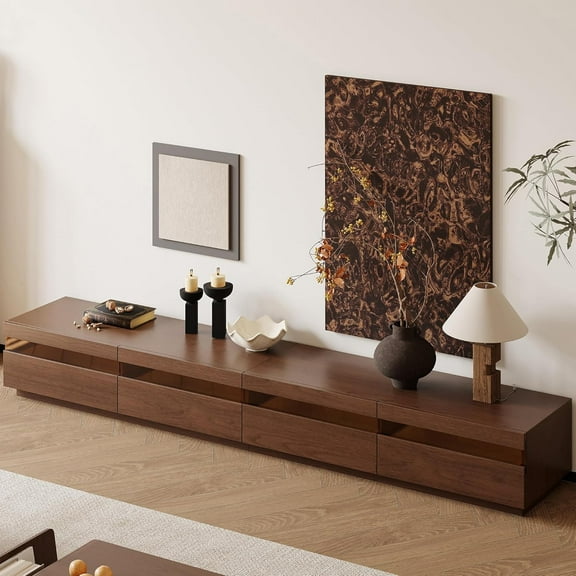 94.5" Wood TV Stand for Living Room, Mid-Century Modern Entertainment Center with Storage Drawers, Modular Television Stands Floor TV Consoles for 75+ inch TV