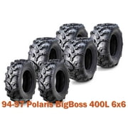 94-97 Polaris BigBoss 400L 6x6 Set 6 ATV tires 25x8-12 25x8x12 & 25x11-10 25x11x10 Ultra Mud