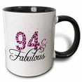thumbnail image 1 of 3drose, 94 and Fabulous - Fun Girly Birthday Gift - Black and Hot Pink Leopard Print Pattern Bday Diva Text, 11oz Two-tone Black Mug, 1 of 6