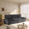 thumbnail image 1 of 94" Corduroy Convertible Sofa Bed, Adjustable Fabric Pull-Out Sleeper Sofa with Sponge Padding, Queen Size Fabric Pull-Out Sofa Bed with Sturdy Frame for Living Room and Lounge, Grey, 1 of 6