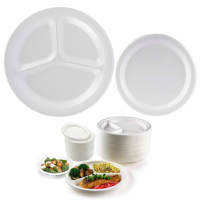 94 Ct Disposable Foam Plates Soak Proof Dinnerware Dessert Tableware 8-7/8" 6"