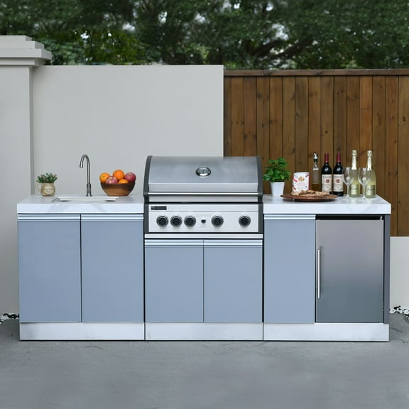 94 Inch Bespoke 5B Modular Outdoor Kitchen in Matt Gray
