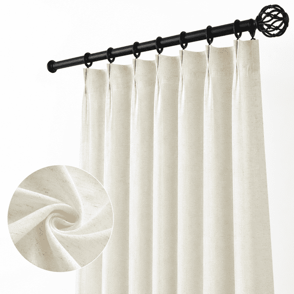 94 Inch Length Pinch Pleat Linen Curtadrapes 2 Panels Set Hooks Sense ...