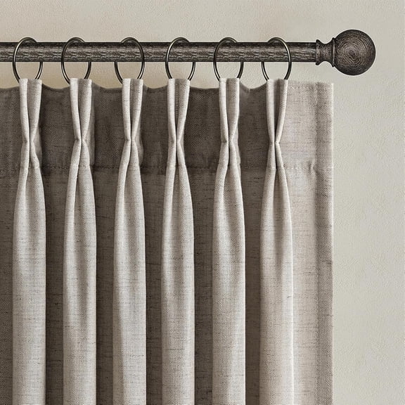 94 Inch Length Pinch Pleat Linen Curtains Drapes 2 Panels Set,Hooks Sense of Design Semi Sheer Elegance Window Curtains Living Room Bedroom,Half Price Drapes 94 inches Long Set of 2,Burlywood