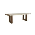 thumbnail image 1 of 94 Inch Modern Dining Table with Concrete Laminate Top, Brown U Legs, White, 1 of 5