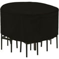 thumbnail image 1 of 94 Inch Tall Round Patio Bar Height Table and Chair Set Cover Heavy Duty Waterproof High Outdoor Table Chair Set Covers, 94inch Diameter x 45inch H, Black, 1 of 7