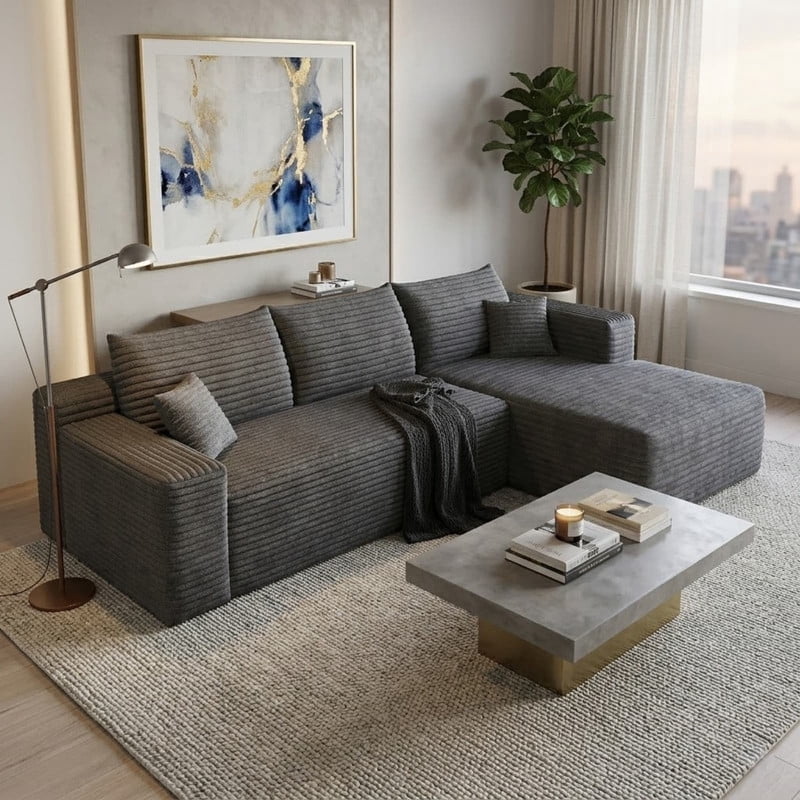 94'' L-Shaped Sectional Sofa with Chaise, Modern Modular Sofa with Deep Seat, Cloud Sofa Couch for Living Room,Right Facing Chaise