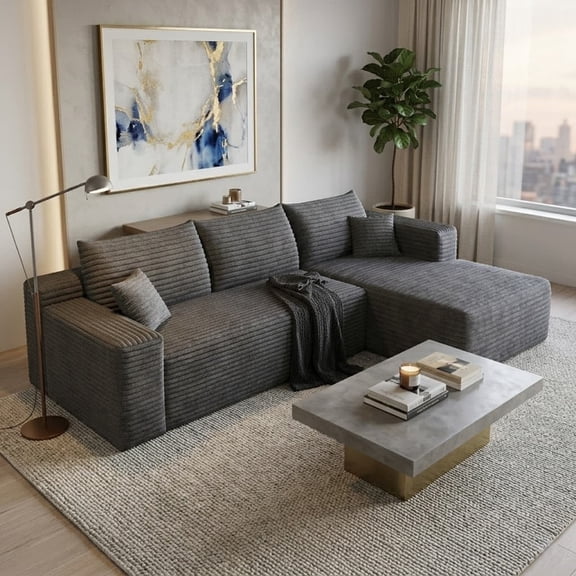 94'' L-Shaped Sectional Sofa with Chaise, Modern Modular Sofa with Deep Seat, Cloud Sofa Couch for Living Room,Right Facing Chaise