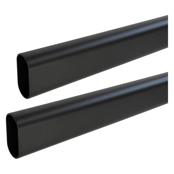 94" Long Oval Closet Rod | Heavy Duty Wardrobe Clothes Pole | Black | 2 Pack
