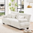 thumbnail image 1 of 94"Loveseat Sofa, Chenille 2 Seater Cloud Couch with 4 Soft Pillows, Upholstered Deep Seat Sofa Couch for Living Room, Apartment, Office, White, 1 of 7