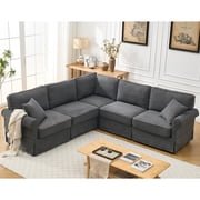 94 Modular Sectional Sofa Couch,L Shaped Convertible Sofa,Upholstered 5 Seat Sectional Sofa Couch for Living Room,Dark gray
