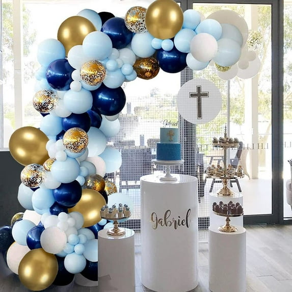 94 Pcs Blue Gold Balloon Set for Baby Shower, Wedding, Bridal Shower, Birthday Party Decorations
