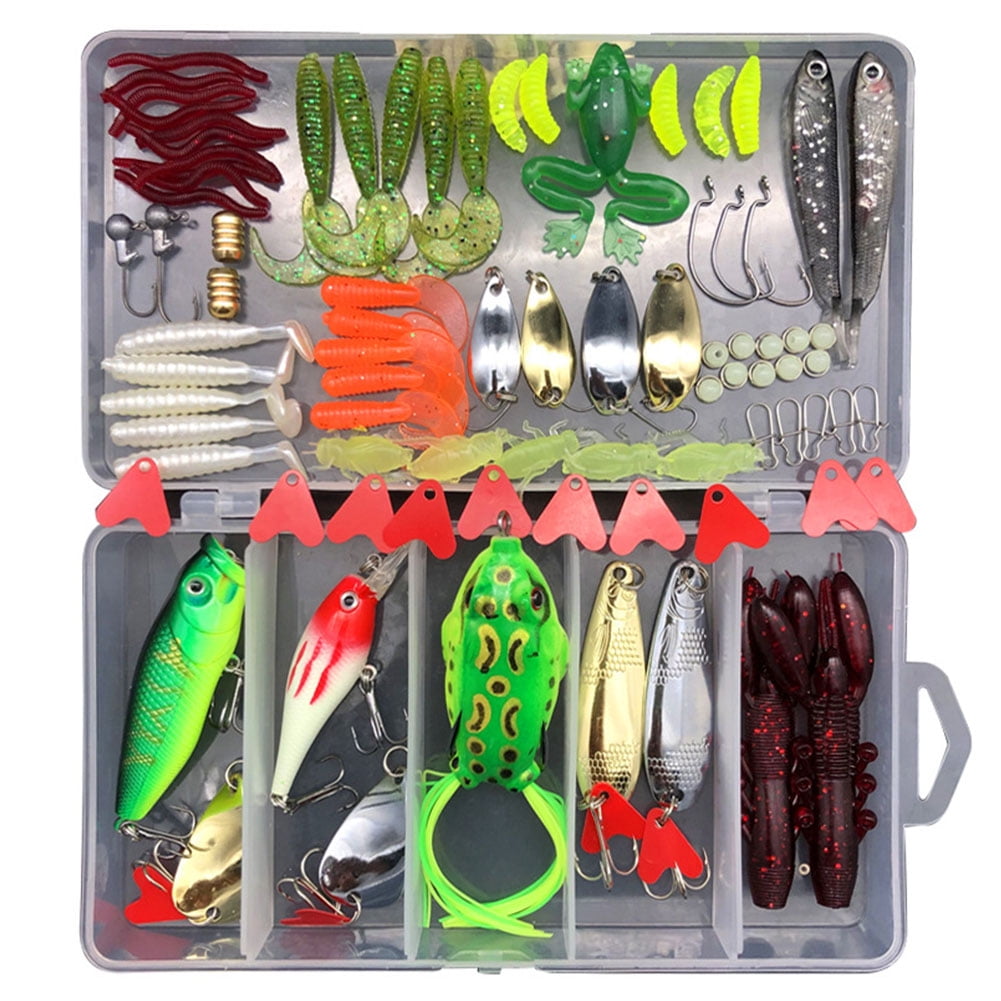 94 Pcs Fishing Lures Set Spoon Hooks Minnow Pilers Hard Lure Kit In Box  Fishing Gear Accessories