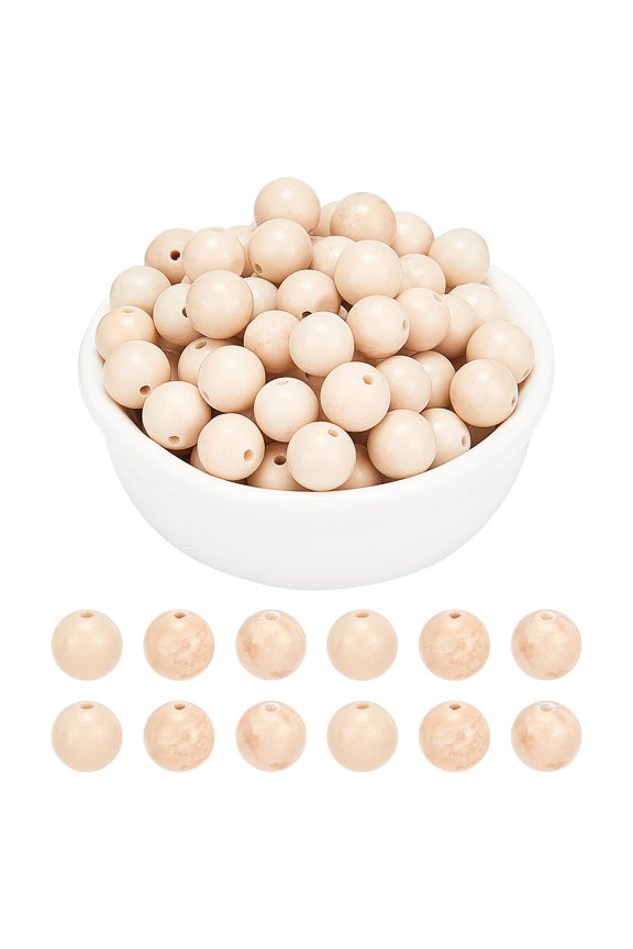 94 Pcs Natural Stone Beads 8mm Natural Fossil Round Beads Gemstone Loose Beads for Bracelet Necklace Jewelry Making (Hole: 1mm) DIY