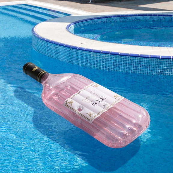 Swim Central 94" Pink Rose Bottle Inflatable Swimming Pool Lounge Float
