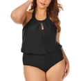 thumbnail image 1 of $94 Raisins Curve Trendy Juniors' Casablanca Halter Blouson One-Piece Black 22W, 1 of 1