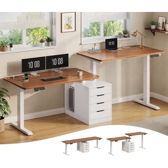 94'' Standing Desk with 4 Drawers for Home Office, Modern Height Adjustable Computer Desk, Long Two Person Desk