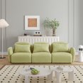 thumbnail image 1 of 94"W Teddy Fabric 3 Seater Sofa with Lumbar Pillow, Comfy Sofa Couch with Extra Deep Seats, Upholstered Boucle Tufted Sofa Couch, for Living Room Bedroom Office, Light Green, 1 of 9