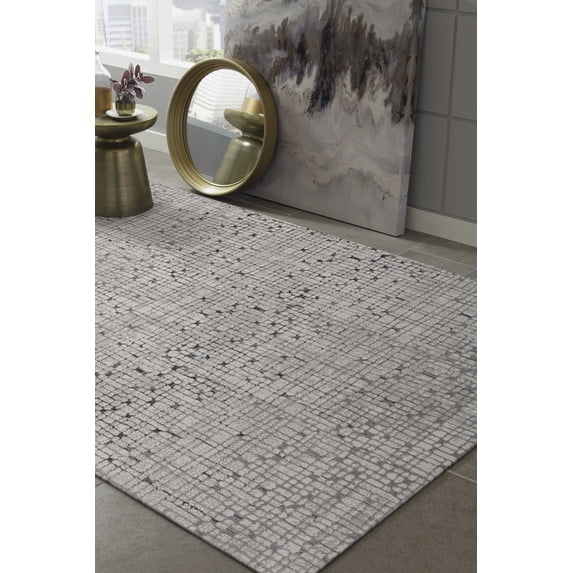 94" X 130" Grey Polyester Rug