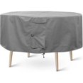 94 in. Dia Grey Large Round Patio Table and Chair Set Cover Durable