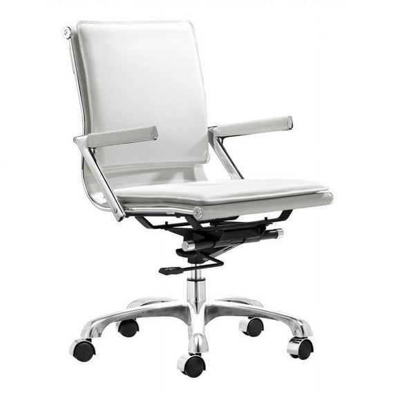 94 x 61 x 61 in. White Faux Leather Executive Rolling Office Chair